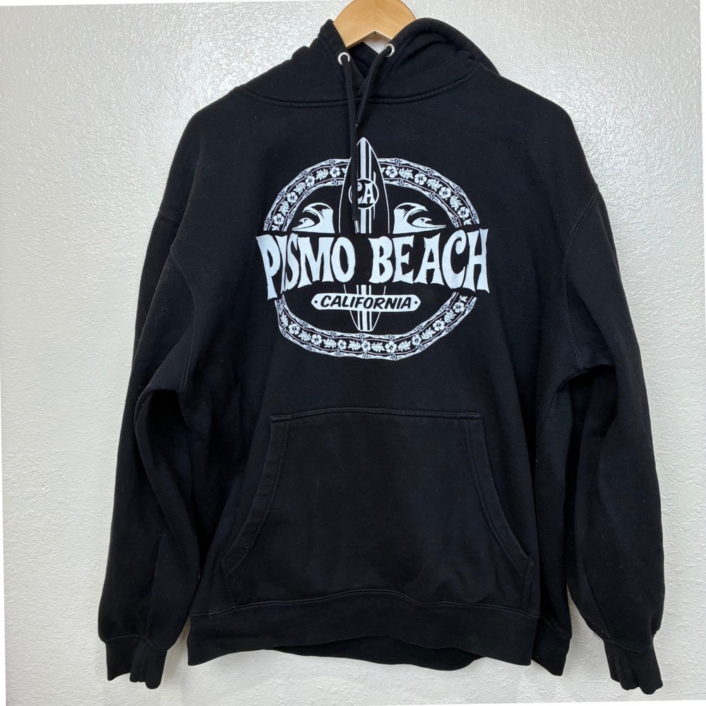 Lane Seven Pismo Beach California Hoodie Black XL Surf Graphic Sweatshirt